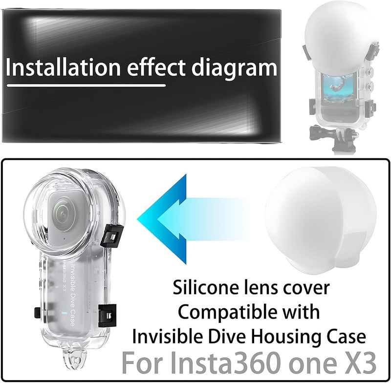 Sruim Lens Guard for Insta360 ONE X3 Invisible Dive Housing Case, Silicone Protective Cover, Lens Protector Case Accessories (White) - Image 3